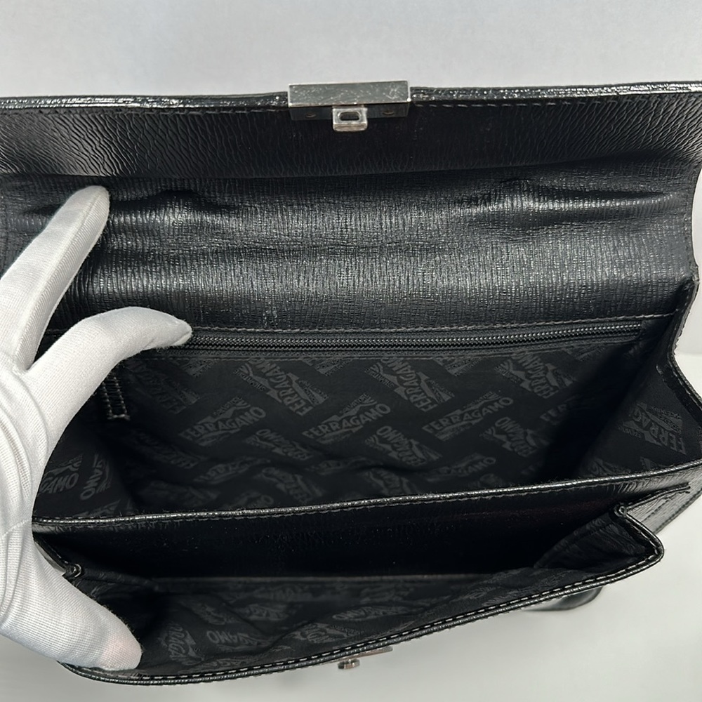 Authenticated Vintage Salvatore Ferragamo Satchel - Black - Picture 11 of 15